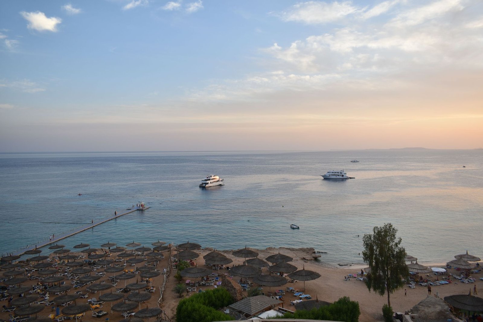 Dive boats at dusk off Sharm El Sheikh